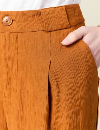 Pantalon large fluide marron femme