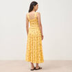 Top droit court &agrave; bretelles col carr&eacute; jaune femme