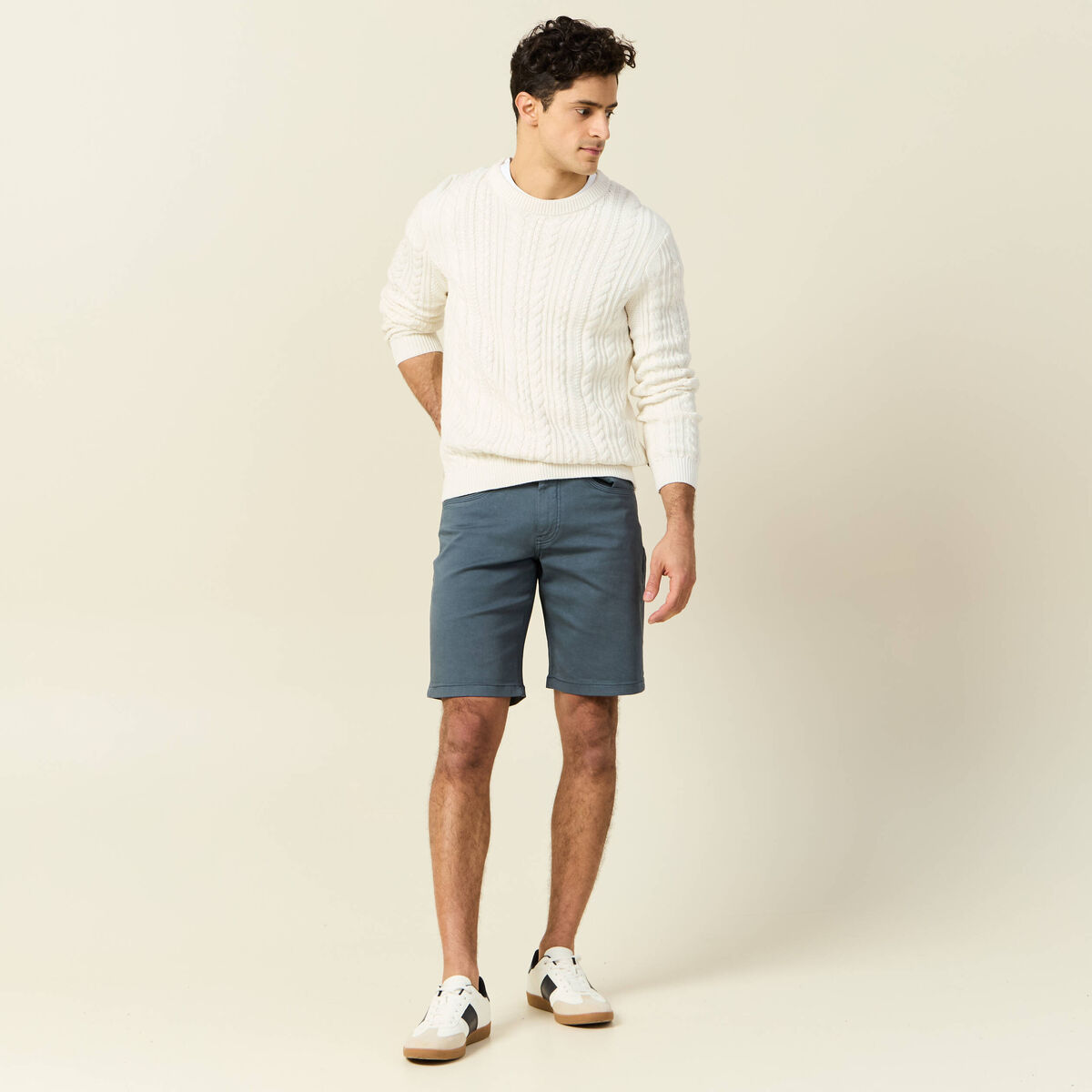 Bermuda droit 5 poches vert foncé homme
