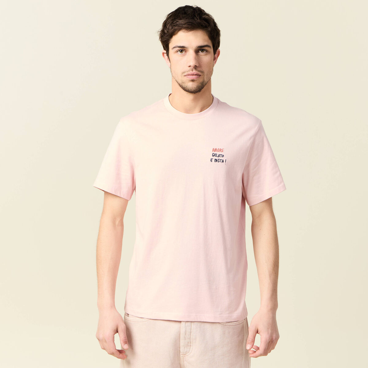 T-shirt manches courtes rose clair homme