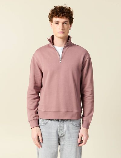 Sweat manches longues en coton vieux rose homme