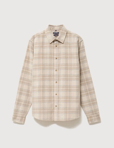 Chemise en velours manches longues sable homme
