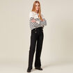 Jeans flare à pont denim noir femme