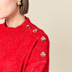 Pull col montant manches longues rouge femme