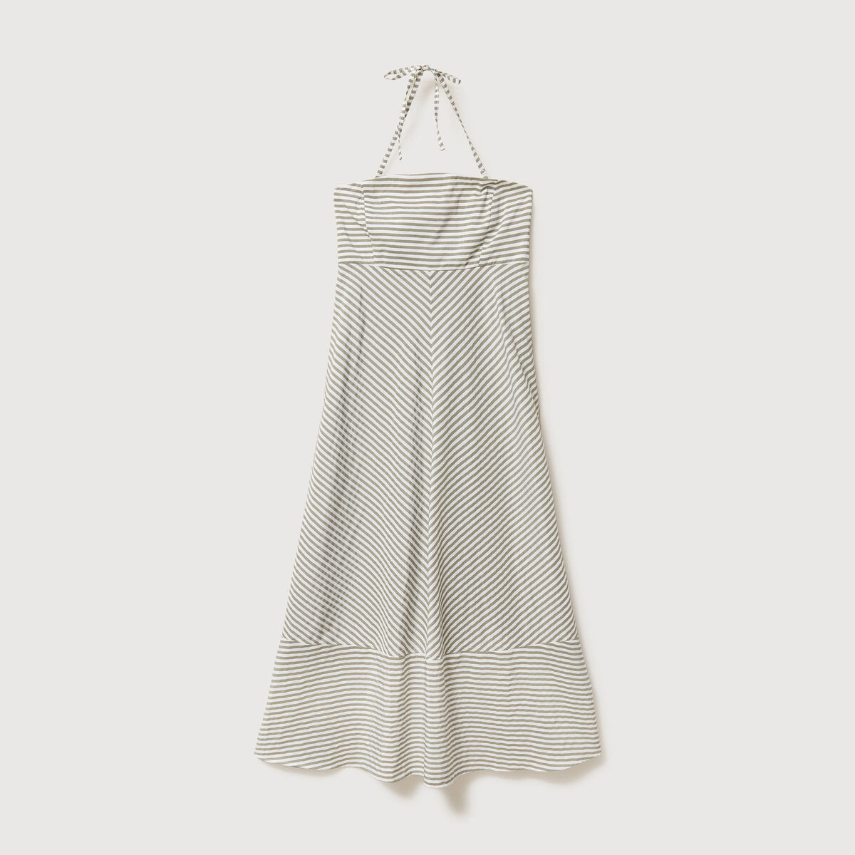 Robe longue &eacute;vas&eacute;e &agrave; bretelles bleu gris femme