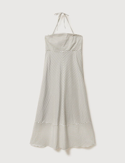Robe longue &eacute;vas&eacute;e &agrave; bretelles bleu gris femme