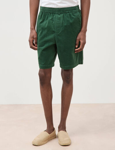 Bermuda en velours vert homme
