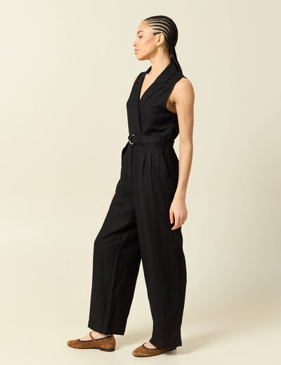 Combinaison salopette sans manches noir femme
