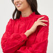 Chemise en coton manches longues rouge fonc&eacute; femme