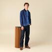 Blouson manches longues en coton bleu fonc&eacute; homme