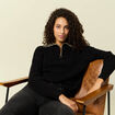 Pull col camionneur manches longues noir femme