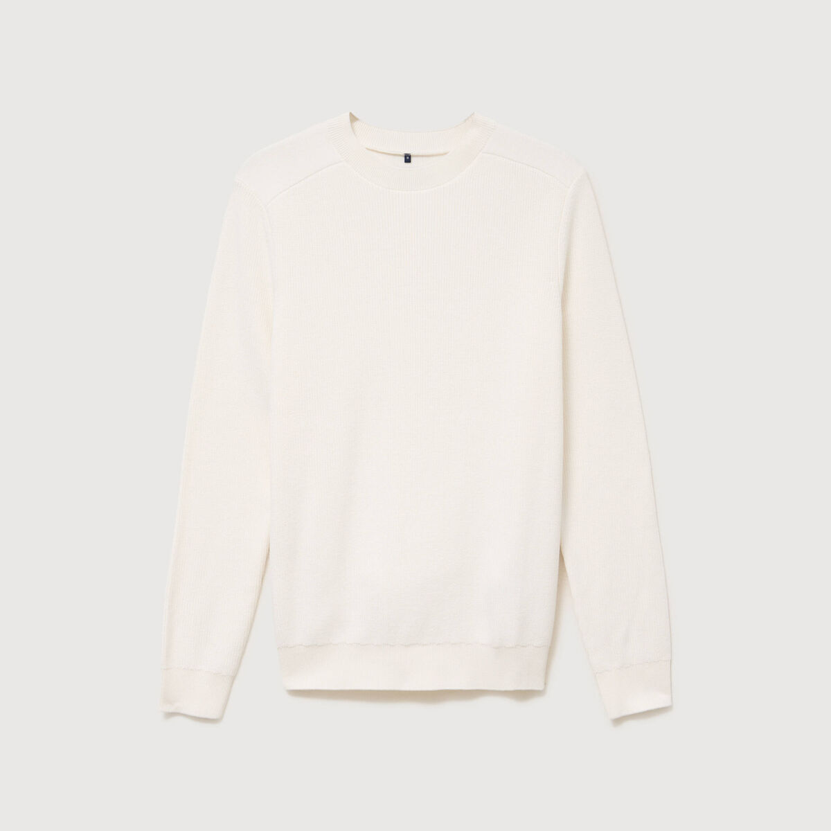 Pull manches longues col rond ecru homme