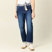 Jeans boyfriend ceintur&eacute; denim brut femme