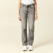 Jeans straight taille haute 7/8&egrave;me denim gris clair femme