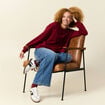 Sweat col rond manches longues rouge femme
