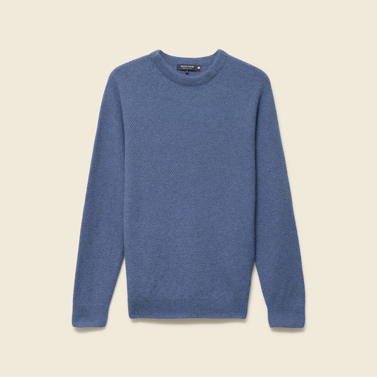 Pull manches longues fabriqu&eacute; en France bleu fonc&eacute; homme