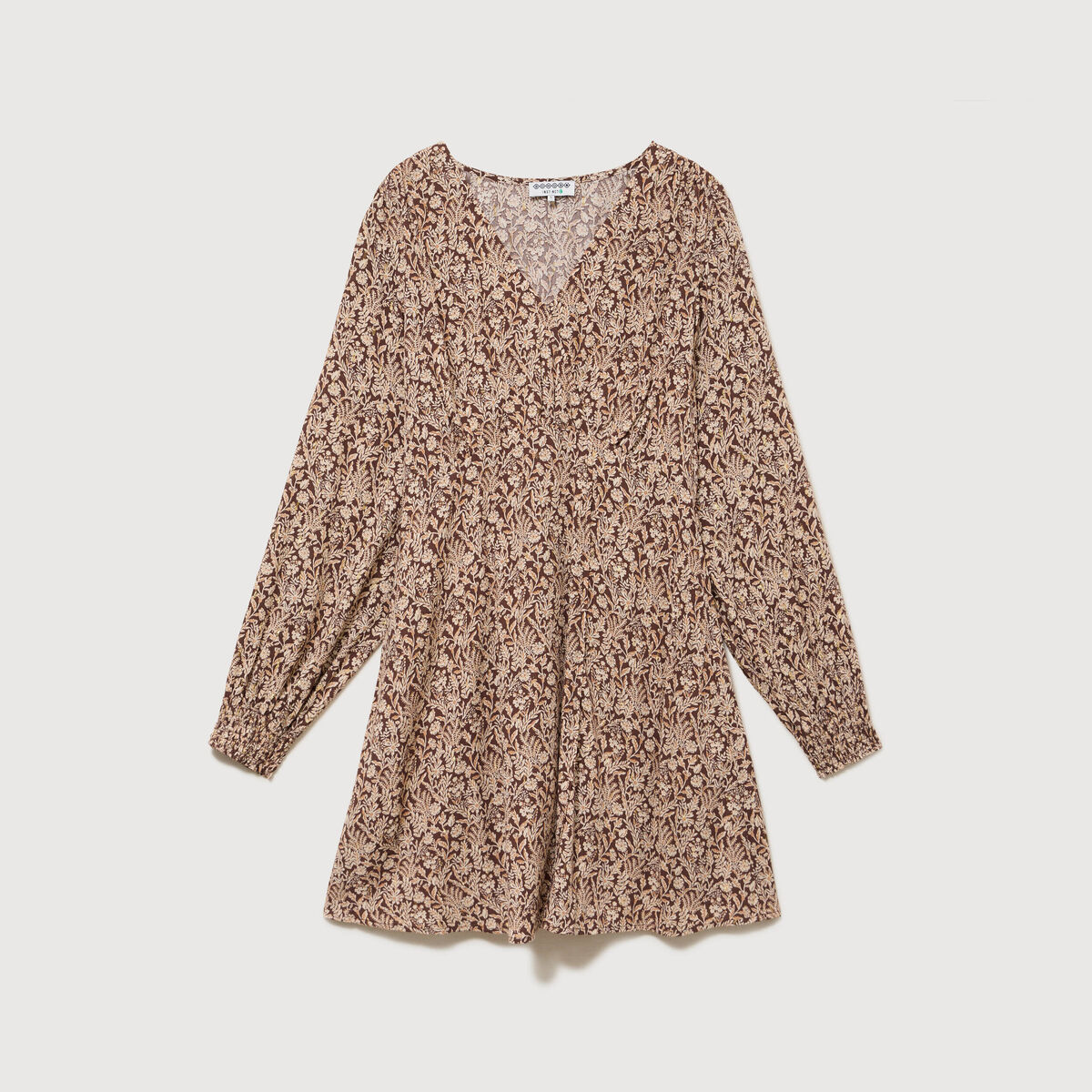Robe manches longues marron femme