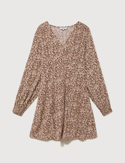 Robe manches longues marron femme