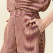 Pantalon large taille haute ray&eacute; violet femme