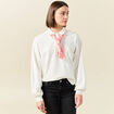 Sweat manches longues col polo ecru femme