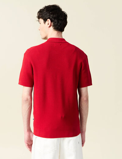 Polo cintré manches courtes rouge foncé homme