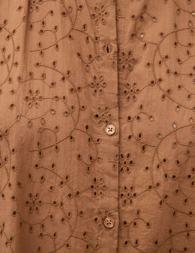 Chemise en coton manches coude marron femme