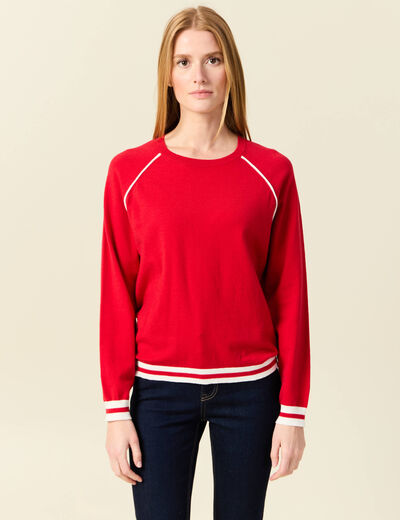 Pull manches longues rouge femme