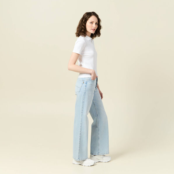 Polo zippé manches courtes blanc femme