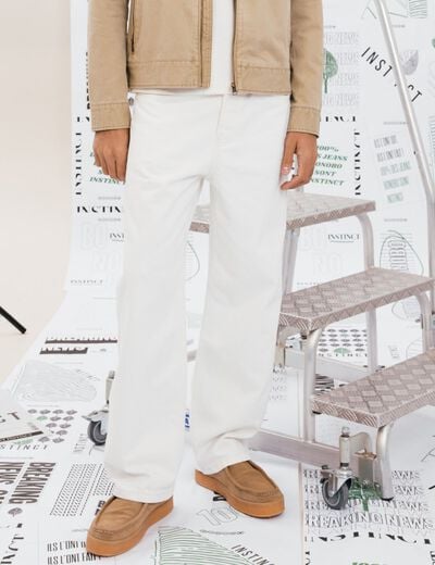 Jeans relax 5 poches denim blanc homme