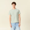 T-shirt ray&eacute; droit manches courtes vert olive homme