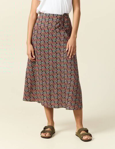 Jupe longue portefeuille noir femme