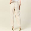 Pantalon large taille haute sable femme