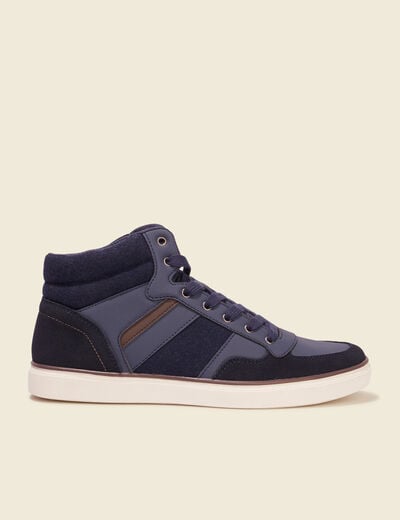 Baskets montantes à lacets bleu marine homme