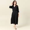 Robe droite manches longues 3/4 noir femme