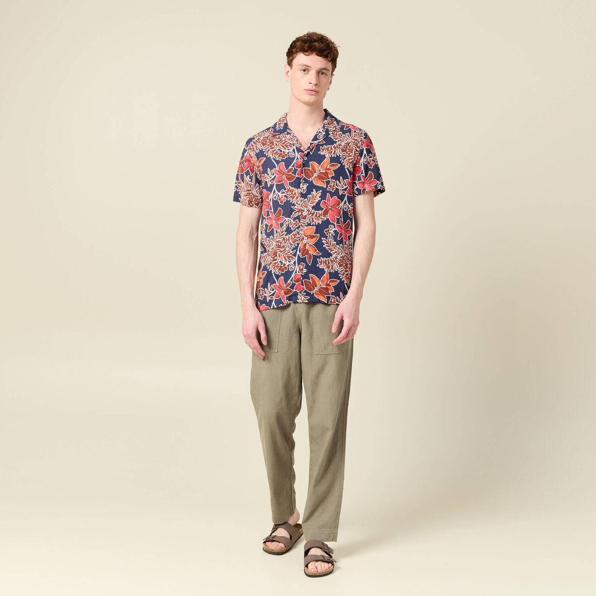 Chemise manches courtes bleu marine homme