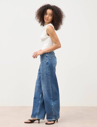 Jeans loose en coton denim used femme
