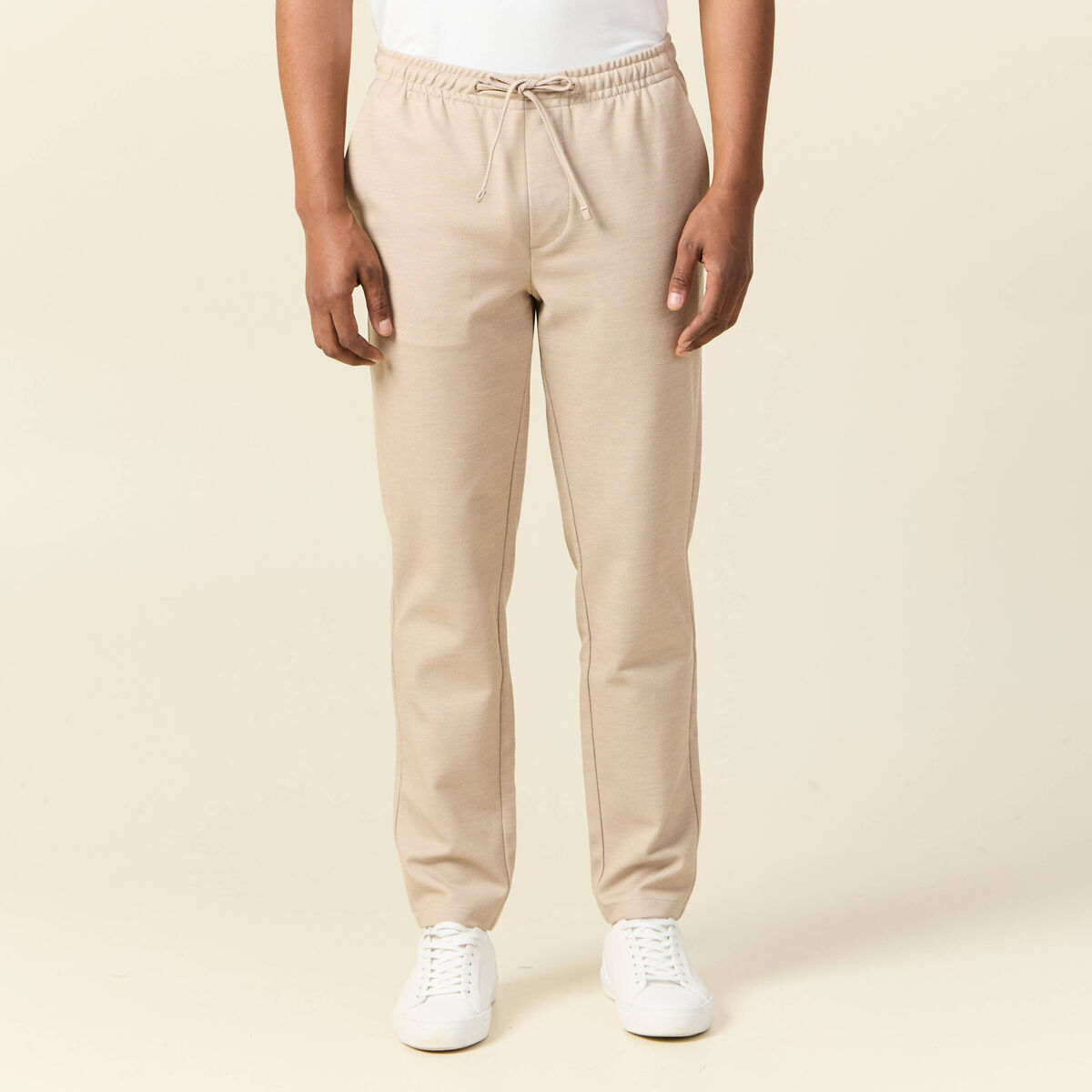 Pantalon chino jogger beige homme