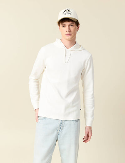 T-shirt à capuche ecru homme