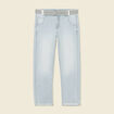 Jeans boyfriend ceinturé denim bleach femme