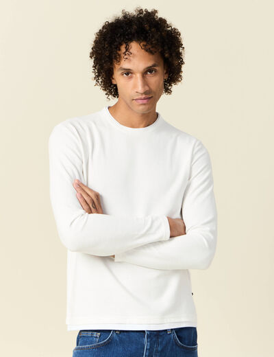 T-shirt manches longues ecru homme