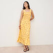 Jupe longue &eacute;vas&eacute;e fluide jaune femme