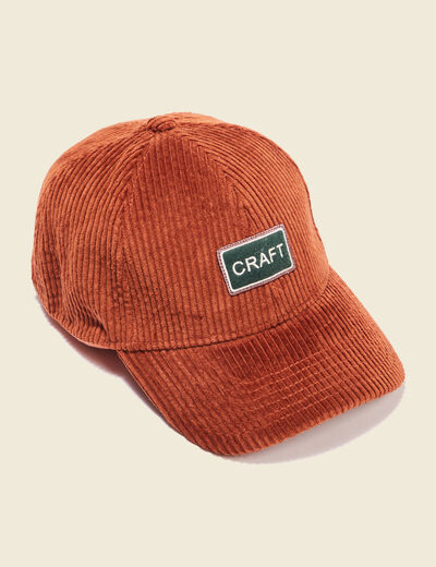 Casquette velours orange foncé homme