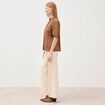 Chemise en coton manches coude marron femme