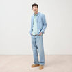 Polo cintr&eacute; manches courtes bleu gris homme