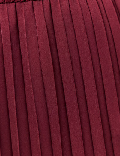 Jupe longue droite plissée bordeaux femme