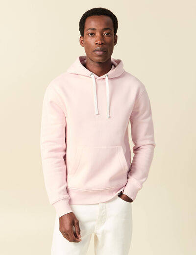 Sweat &agrave; capuche rose poudr&eacute;e homme