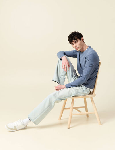 T-shirt manches longues bleu foncé homme