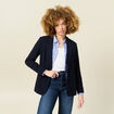 Veste blazer col châle bleu marine femme