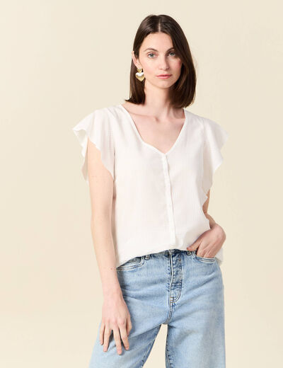 Blouse manches courtes blanc femme