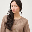 Gilet manches longues col rond taupe femme